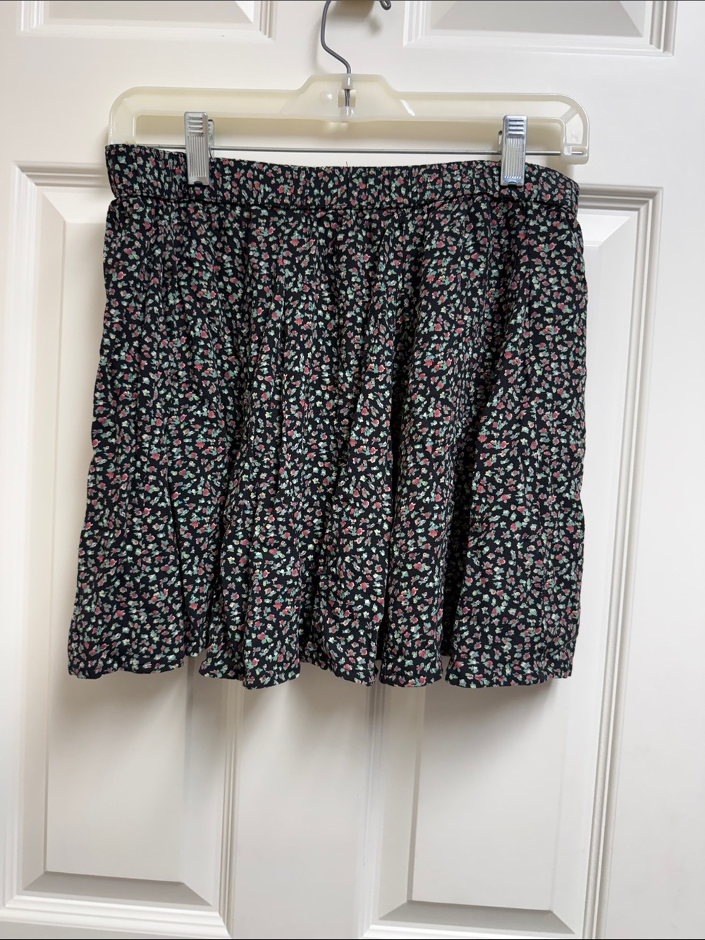 American Eagle Outfitters Black Skater Mini Skirt with Pink & Green Floral